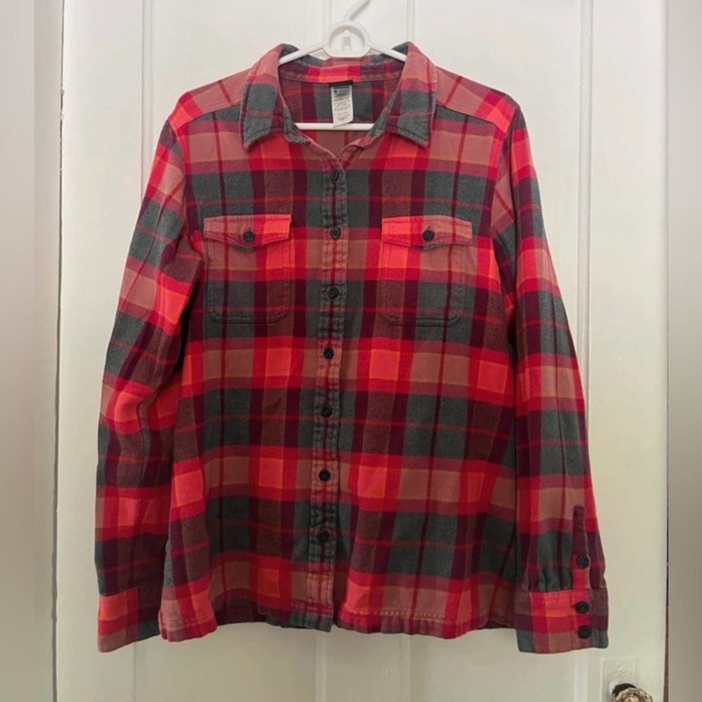 Patagonia Organic Cotton Multicolored Flannel Plaid Long Sleeve Top Size 12